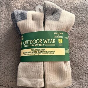 Men's Crew Wool Blend Socks - Gray and Cream